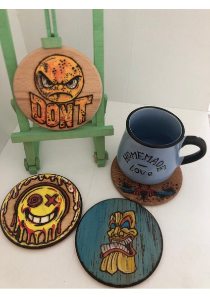 El Yakması Ahşap Bardak Altlığı modelleri