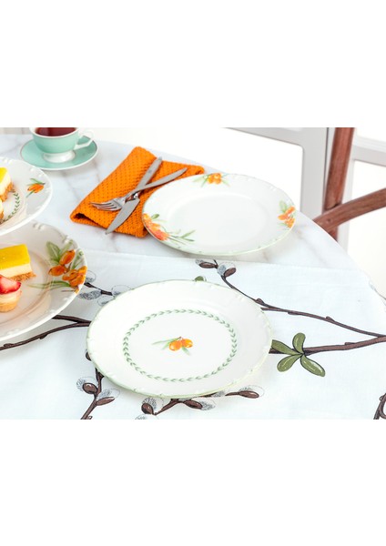 Iğde Desenli 6'lı Pasta Tabağı Seti