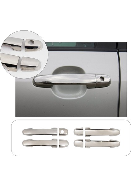 Toyota Corolla Uyumlu 2007-2012 Krom Kapı Kolu 4 Kapı Paslanmaz Çelik