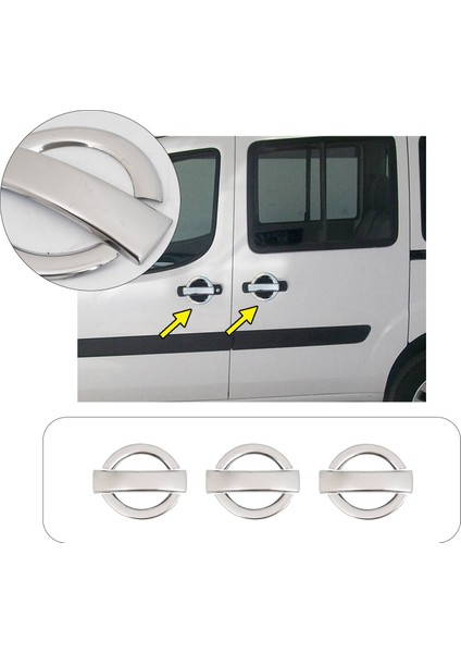 Fiat Doblo Uyumlu 2000-2010 Krom Kapı Kolu 3 Kapı Paslanmaz Çelik