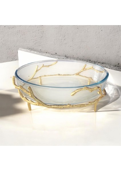 Metal Ayaklı Oval Sunumluk Gold
