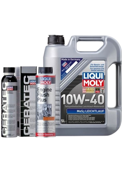 10W40 Motor Yağı Mos2'li 5 Lt,seramik Motor Koruyucu,motor Temizleyici Engine Flush Set