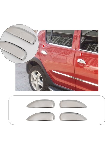 Dacia Sandero Stepway Uyumlu 2012-2020 Krom Kapı Kolu 4 Kapı Paslanmaz Çelik