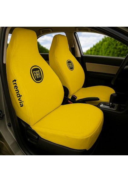 Fiat Logolu Sarı Penye Oto Koltuk Kılıfı Ön ve Arka Takım - Oto Servis Kılıfı