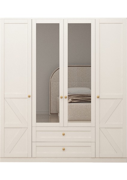 Royal Çıtalı 4 Kapaklı Aynalı Gardırop Aytaşı