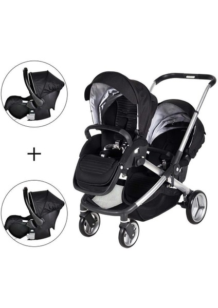Ibiza Travel System (Seyehat Sistem) Ikiz Bebek Arabası 2 Adet Puset Tam Set Siyah (Yeni Model) fiyatları