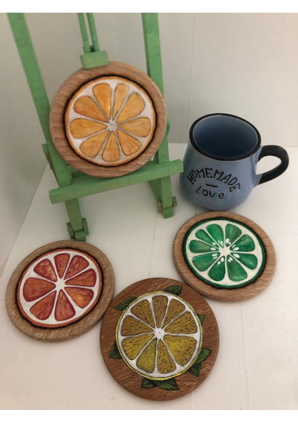 El Yakması Ahşap Bardak Altlığı