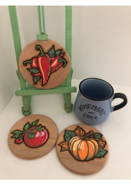 El Yakması Ahşap Bardak Altlığı