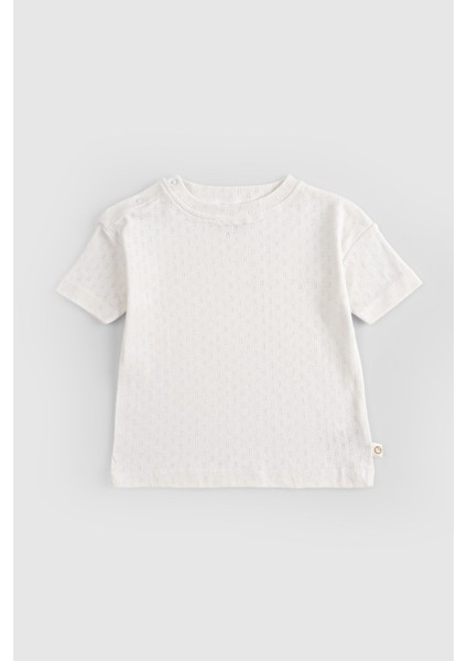 Organik Pamuk Pointel Bebek Ekru Şort Takımı modelleri