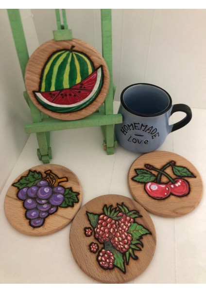 El Yakması Ahşap Bardak Altlığı