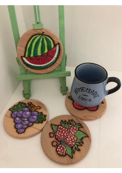 El Yakması Ahşap Bardak Altlığı modelleri