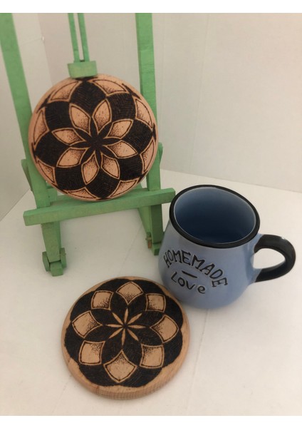 El Yakması Ahşap Bardak Altlığı