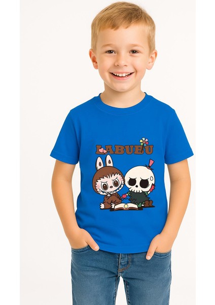 Labubu Karakter Baskılı Çocuk Tişörtü Pamuklu, Renkli Seçenekli Erkek Yazlık Kısa Kollu T-Shirt