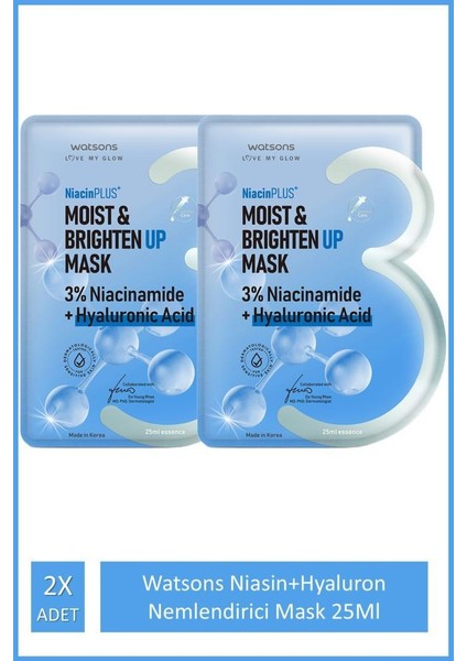 Niasin+Hyaluron Nemlendirici Mask 25 ml x 2