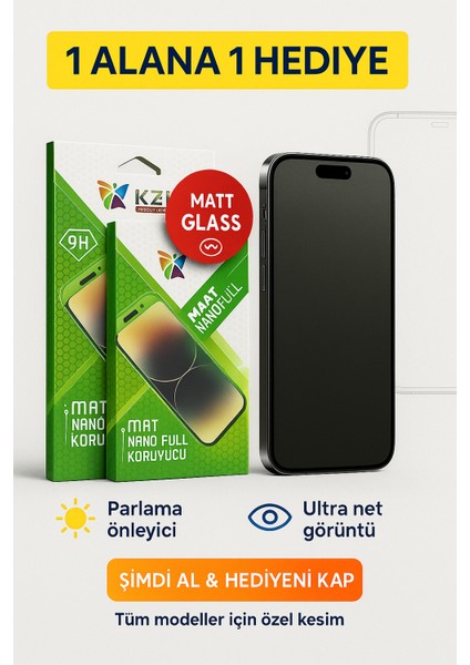 Apple Iphone Tüm Modeller Mat Ekran Koruyucu - Paperlike Doku - Premium Nano Film - Tam Uyumlu - 1 Alana 1 Bedava