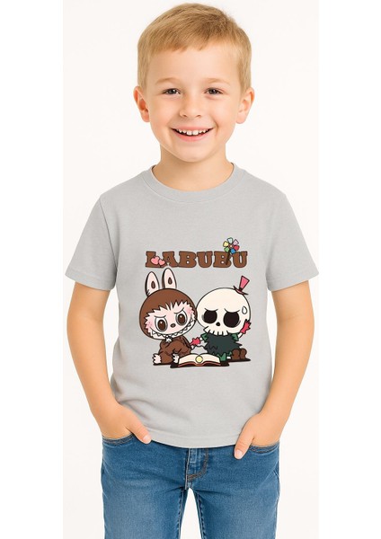 Labubu Karakter Baskılı Çocuk Tişörtü Pamuklu, Renkli Seçenekli Erkek Yazlık Kısa Kollu T-Shirt