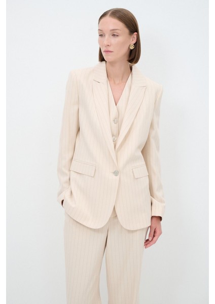 Çizgili Mono Kapama Ceket