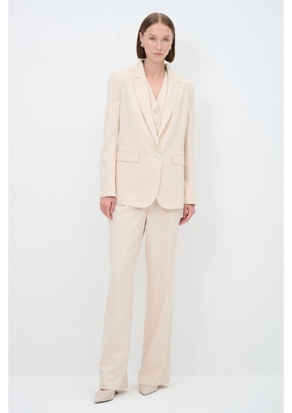 Çizgili Mono Kapama Ceket modelleri