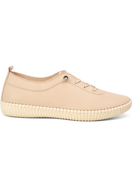 Bej Hakiki Deri Kadın Casual Ayakkabı