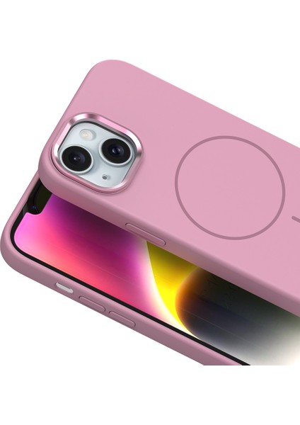 iPhone 14 Kılıf M-Safe Şarj Özellikli Metal Kamera Çerçeveli Tdom Edi Silikon Kapak - Rose Gold fırsatları