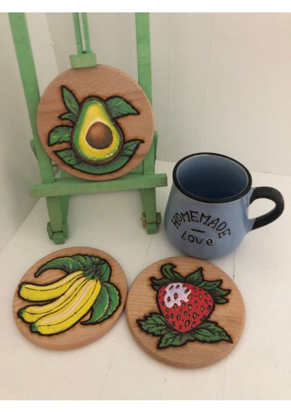 El Yakması Ahşap Bardak Altlığı