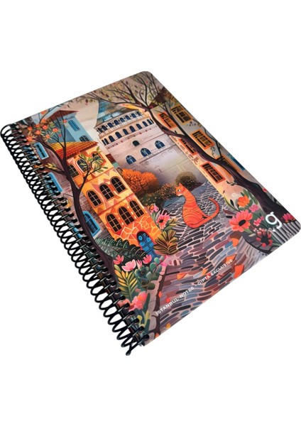 Istanbul Notes Spiralli Defter, Dekoratif Istanbul Tasarımlı, 17X24CM, 80 Yaprak, Kareli, Sert Kapak