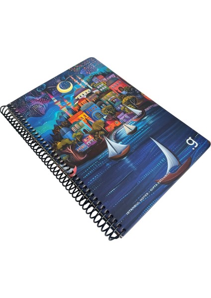 Istanbul Notes Spiralli Defter, Dekoratif Istanbul Tasarımlı, 17X24CM, 80 Yaprak, Kareli, Sert Kapak