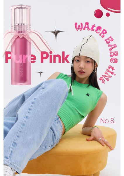 Doğal Tonlarda, Uzun Süre Kalıcı, Işıltılı Tint PERIPERA Water Bare Tint (08 Pure Pink) (Peritage)