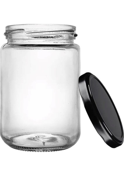 Best Hırdavat Cam Kavanoz Siyah Kapaklı 350 ml x 3 Adet