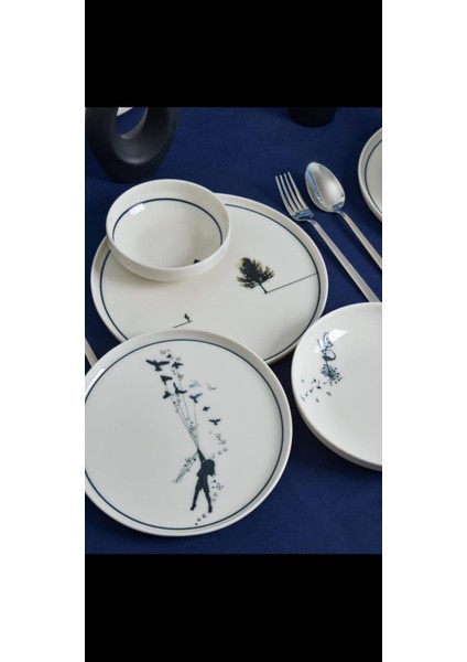 Zühre 24 Parça Dijital Baskılı Yemek Takımı