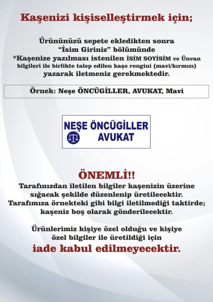 Logolu Avukat Kaşesi, 912 (51mm*19 mm) Mavi Keçeli Otomatik Kaşe fiyatları