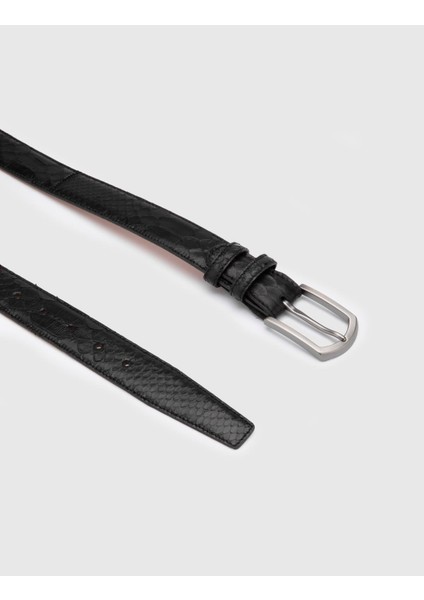 Pham Erkek Kemer Siyah Hakiki Yılan Deri