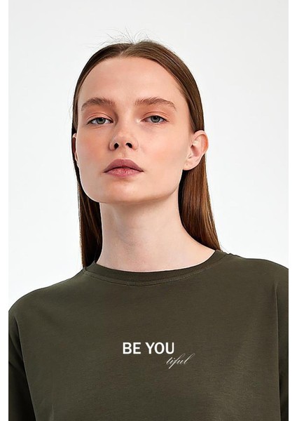 "be You" Baskılı %100 Penye Süprem Kadın Oversize T-Shirt fiyatları