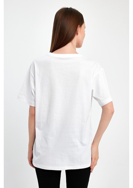 "create" Baskılı Minimalist %100 Penye Süprem Kadın Oversize T-Shirt modelleri
