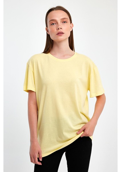 Düz Renk %100 Kompakt Penye Süprem Basic Oversize Tişört