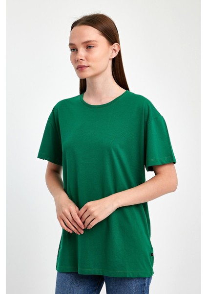 Düz Renk %100 Kompakt Penye Süprem Basic Oversize Tişört