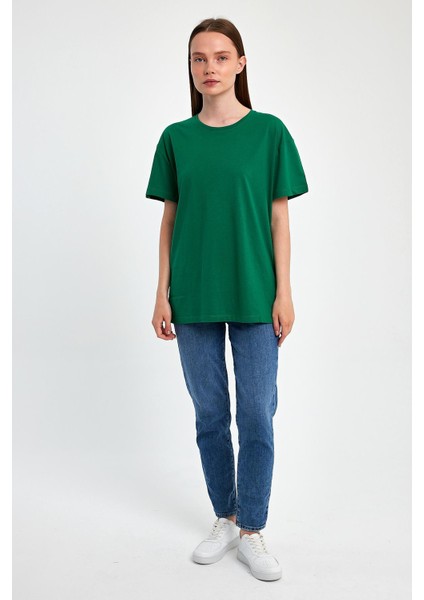 Düz Renk %100 Kompakt Penye Süprem Basic Oversize Tişört fırsatları