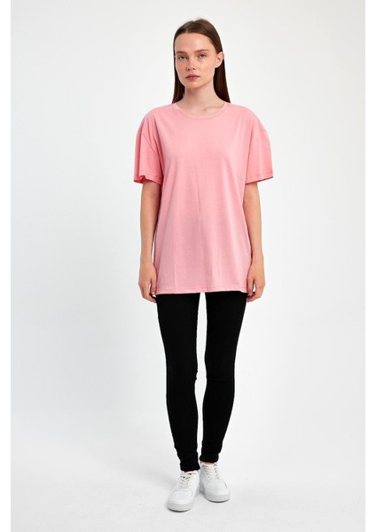 Düz Renk %100 Kompakt Penye Süprem Basic Oversize Tişört fırsatları