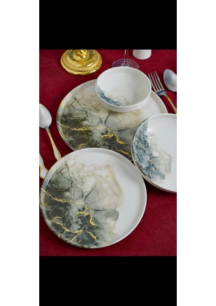 Zühre 24 Parça Dijital Baskılı Yemek Takımı