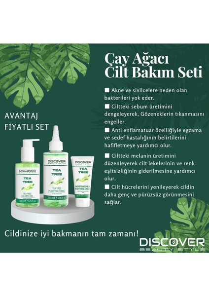 Çay Ağacı Siyah Nokta Gözenek Toparlayıcı ve Leke Karşıtı Cilt Bakım Seti 3'lü