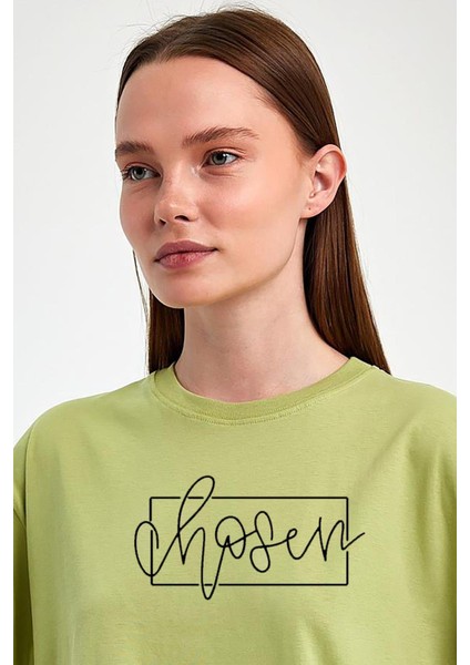"chosen" Baskılı %100 Penye Süprem Kadın Oversize T-Shirt fiyatları