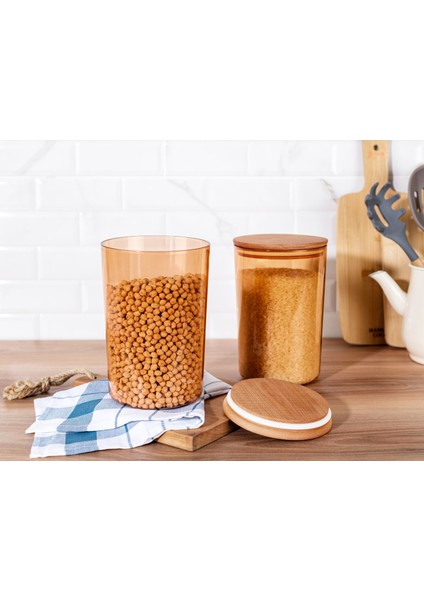 Yuviera 2300ml Ahşap Kapaklı Saklama Kabı 2'li fiyatları