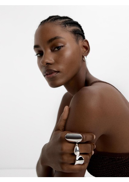 Üçlü Geniş Yüzük ve Bir Çift Açık Halka Küpe Set fiyatları