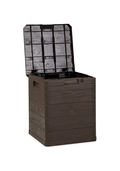 PolivaHome Bahçe Kiler Depolama Sandığı Balkon Saklama Dolabı Kapaklı Plastik Sandık 50X45X50CM 120 Litre Kahverengi modelleri