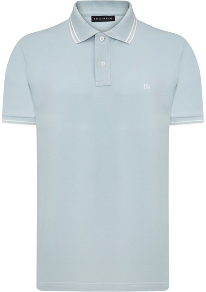 Erkek Mavi Polo Yaka, Serin Tutan, Hızlı Kuruyan, Pamuklu, Polo Kıvrılmaz Yaka T-Shirt