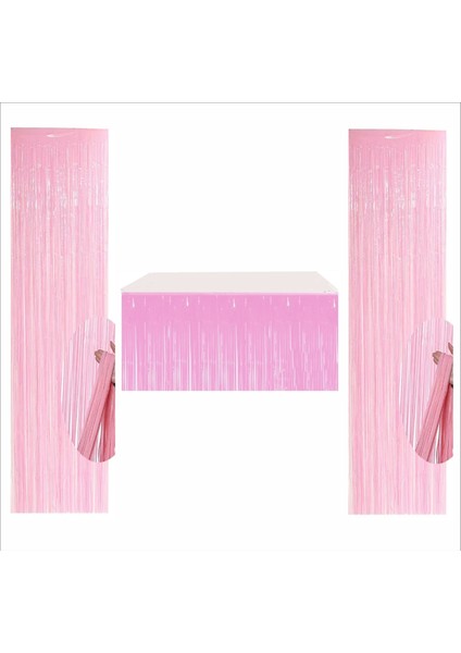 Pembe Masa Eteği, 2 Adet Pembe Arka Fon