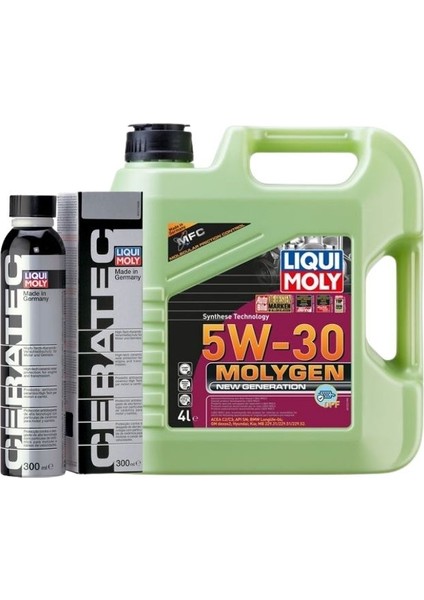 Molygen New Generation 5W30 Motor Yağı 4 Lt,ceratec Seramik Motor Koruyucu 300ML Set