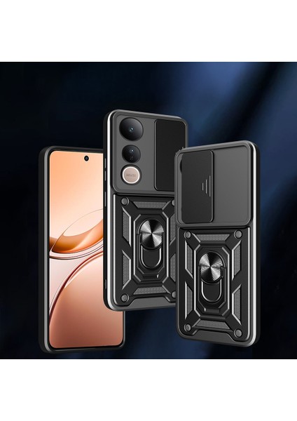 Vivo V50 Lite 4g Kılıf Kamera Korumalı Sürgülü Yüzüklü Armor Military Tank Kızaklı Sert Kapak modelleri