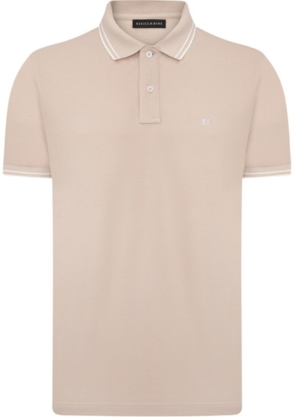 Erkek Bej Polo Yaka, Serin Tutan, Hızlı Kuruyan, Pamuklu, Polo Kıvrılmaz Yaka T-Shirt