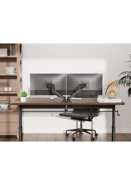 17" - 32" Ekranlar İçin, Her Kol 9kg Taşıma Kapasiteli, VESA Uyumlu, Çift Kol Amortisörlü Monitör Kolu, 2li Monitör Kolu fırsatları